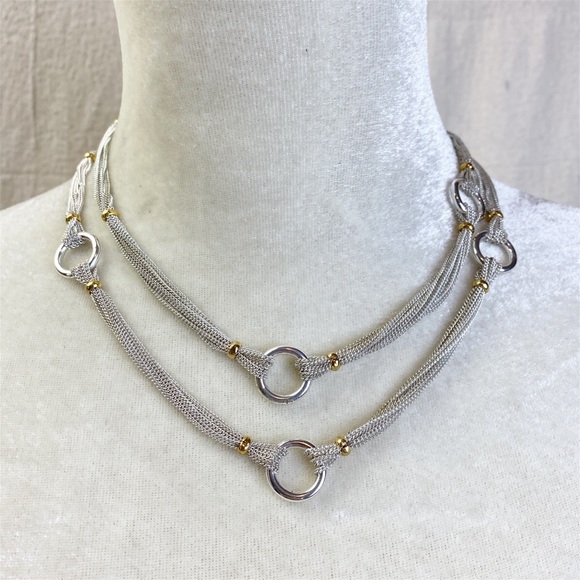 Ralph Lauren Multi Strand silver chain and ring toggle necklace - Picture 3 of 6